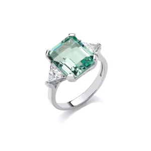 Silver Vintage Vegas Ring with Mint Cubic Zirconia