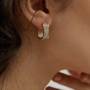 Simple and Versatile Cubic Zircon Inlaid Hoop Earrings