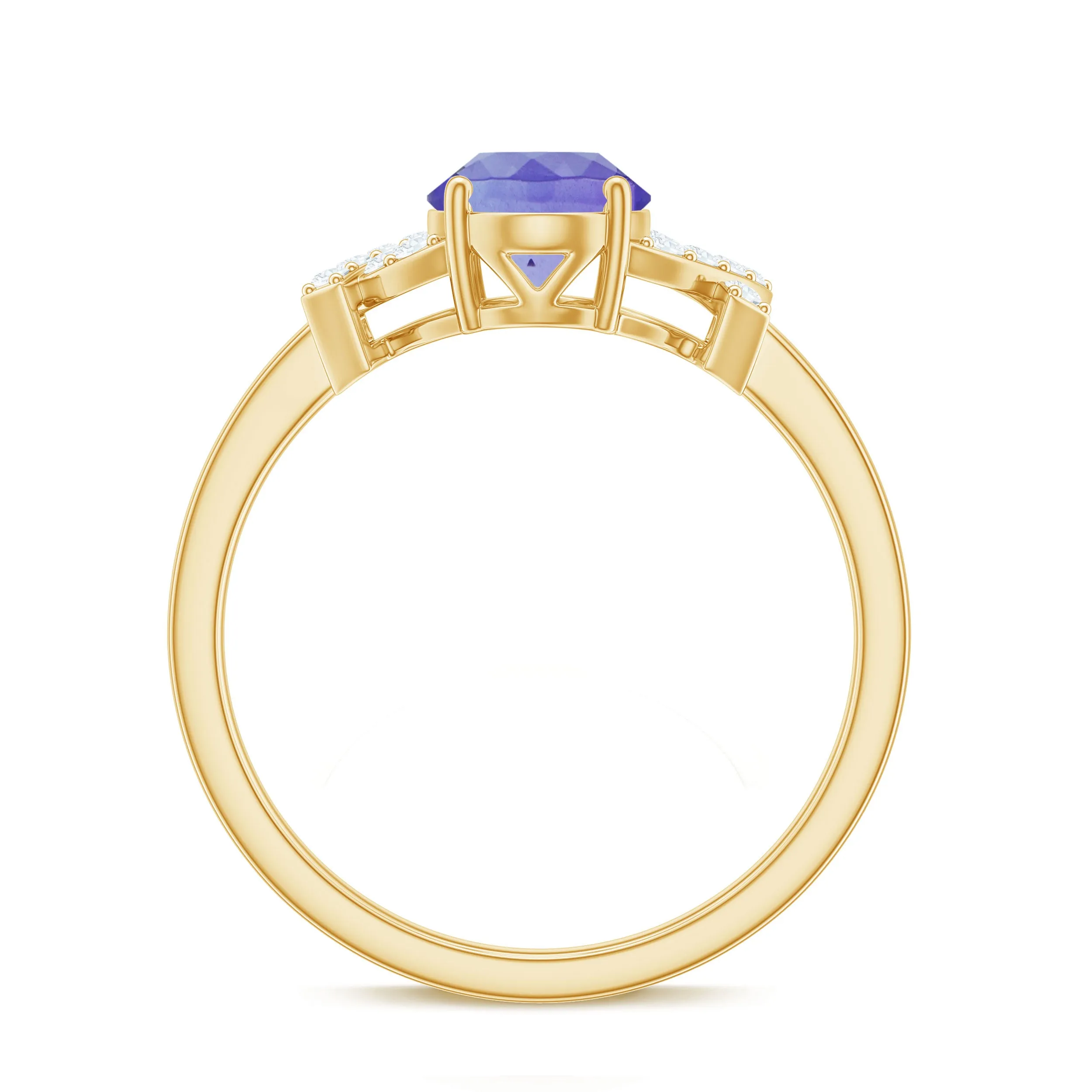Split Shank Oval Tanzanite and Diamond Solitaire Engagement Ring
