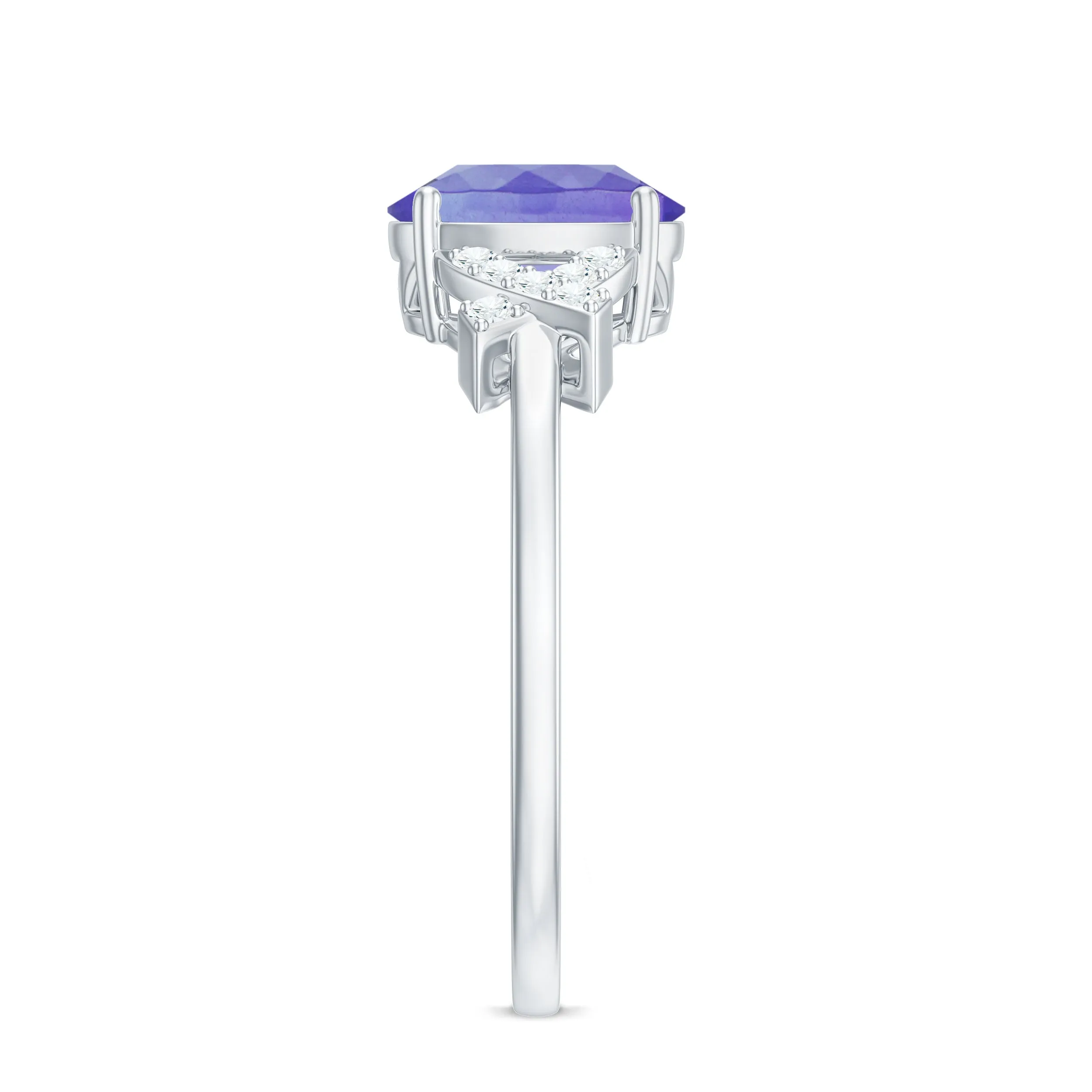 Split Shank Oval Tanzanite and Diamond Solitaire Engagement Ring