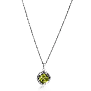 Statement Sterling Silver Peridot CZ Wrap Necklace