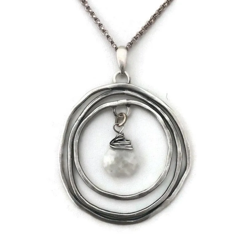 Sterling Silver and Gemstone Necklace Shown with Chalcedony N339  by Joanna Craft Jewelry Design