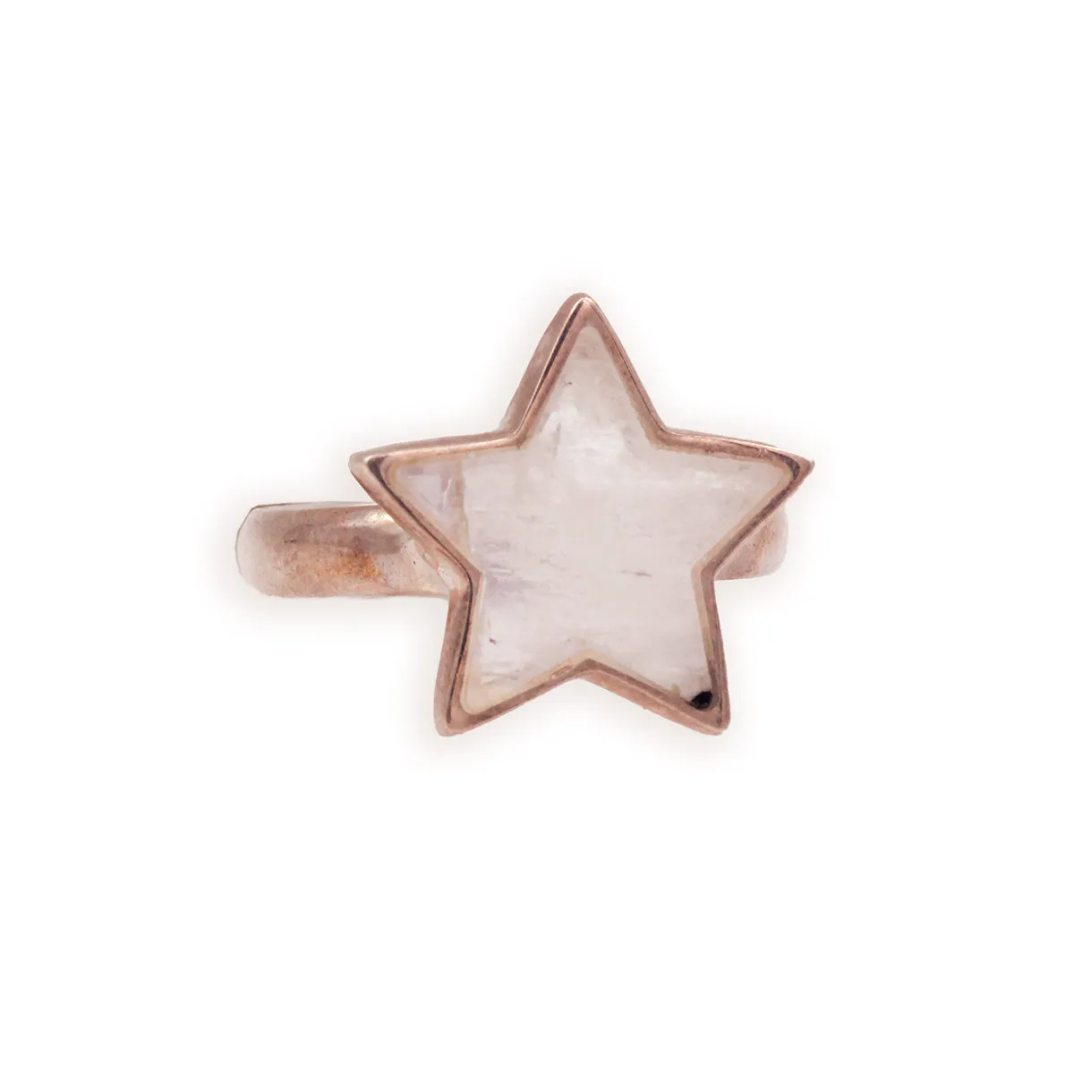 Sterling Silver Rainbow Moonstone Star Ring