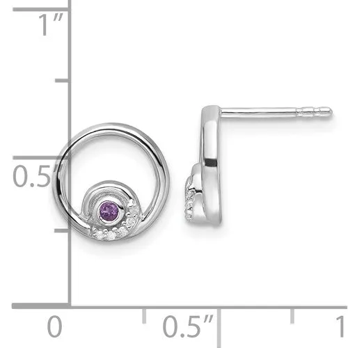 Sterling Silver White Ice Diamond and Amethyst Earrings