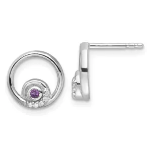 Sterling Silver White Ice Diamond and Amethyst Earrings
