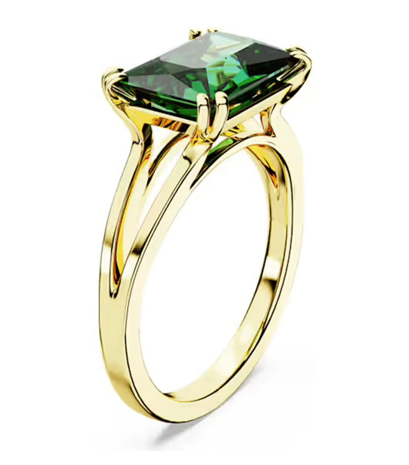 Stilla Cocktail Ring Rectangular Cut, Green, Gold-Tone Plated