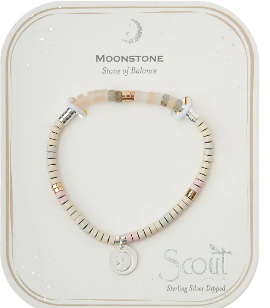 Stone Intention Charm Bracelet - Moonstone/Silver/Gold
