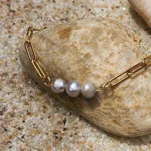 TAHITIAN GREY PEARL WATERPROOF 18K PAPERCLIP BRACELET