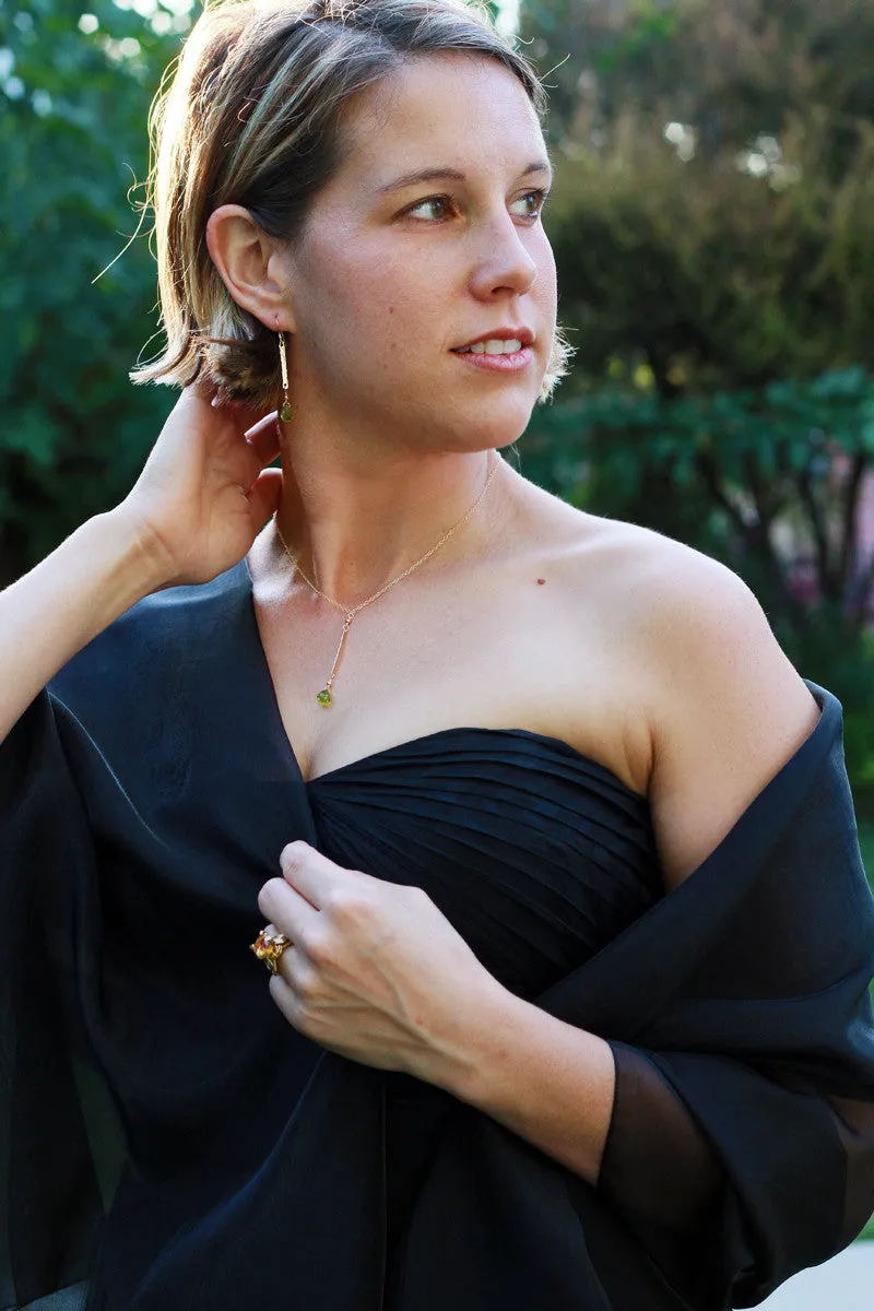 The Hammered Gold Bar And Peridot Drop Earrings