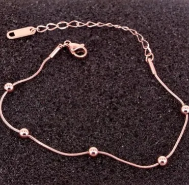 The Same Wild Steel Ball Snake Bone Chain Rose Gold Bracelet Anklet European And Korean New Titanium Steel Jewelry