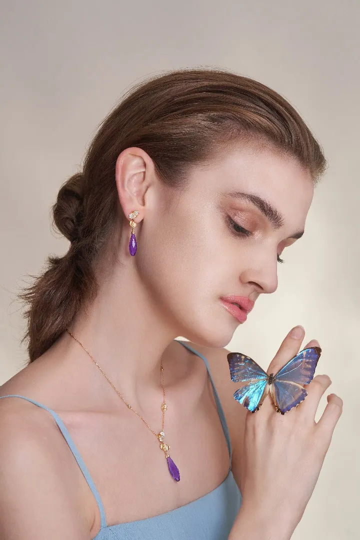 THIALH - FAUNA & FLORA - Amethyst and Diamond in 18K Yellow Gold Necklace