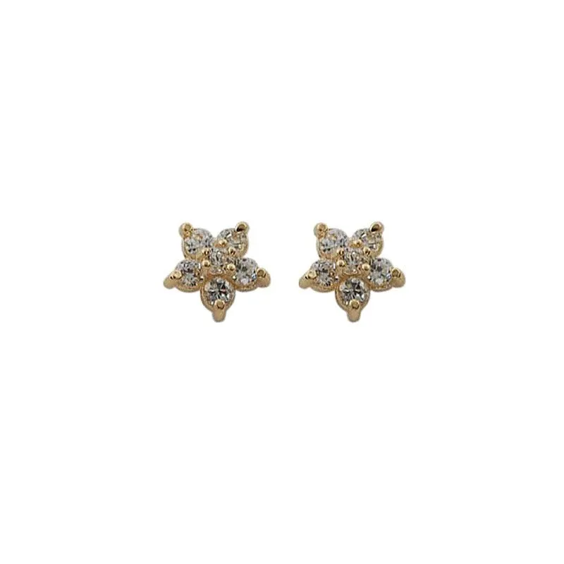 Tiny Stunning Flower Shaped Zircon Stud Earrings