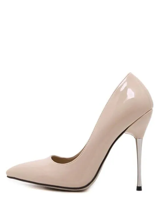 Trendy Stiletto Heel Patent Leather Pointed Toe Pumps
