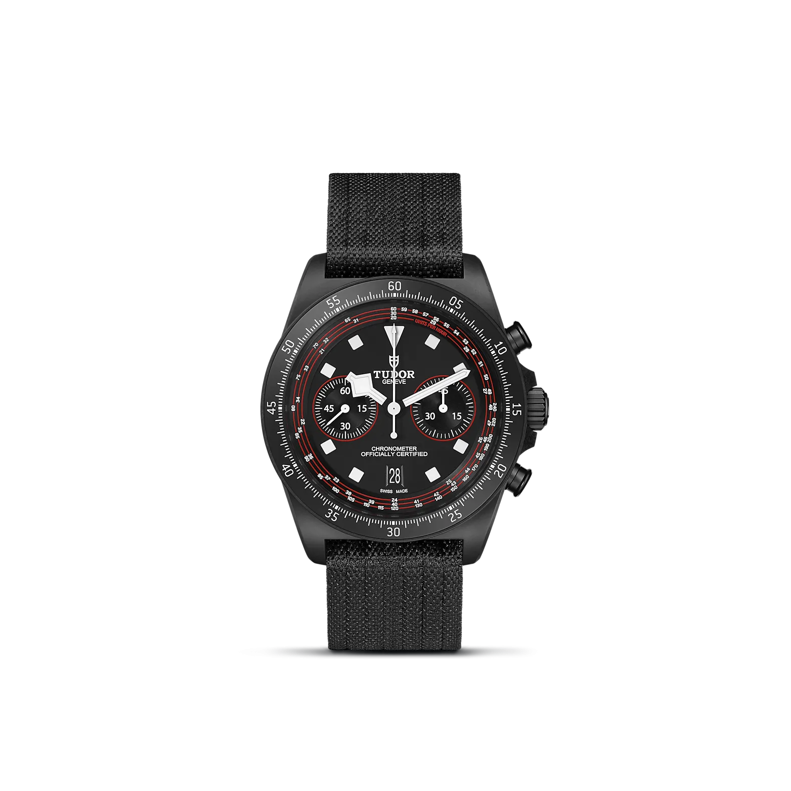TUDOR Pelagos FXD Chrono, Titanium bezel black carbon insert, Black fabric strap