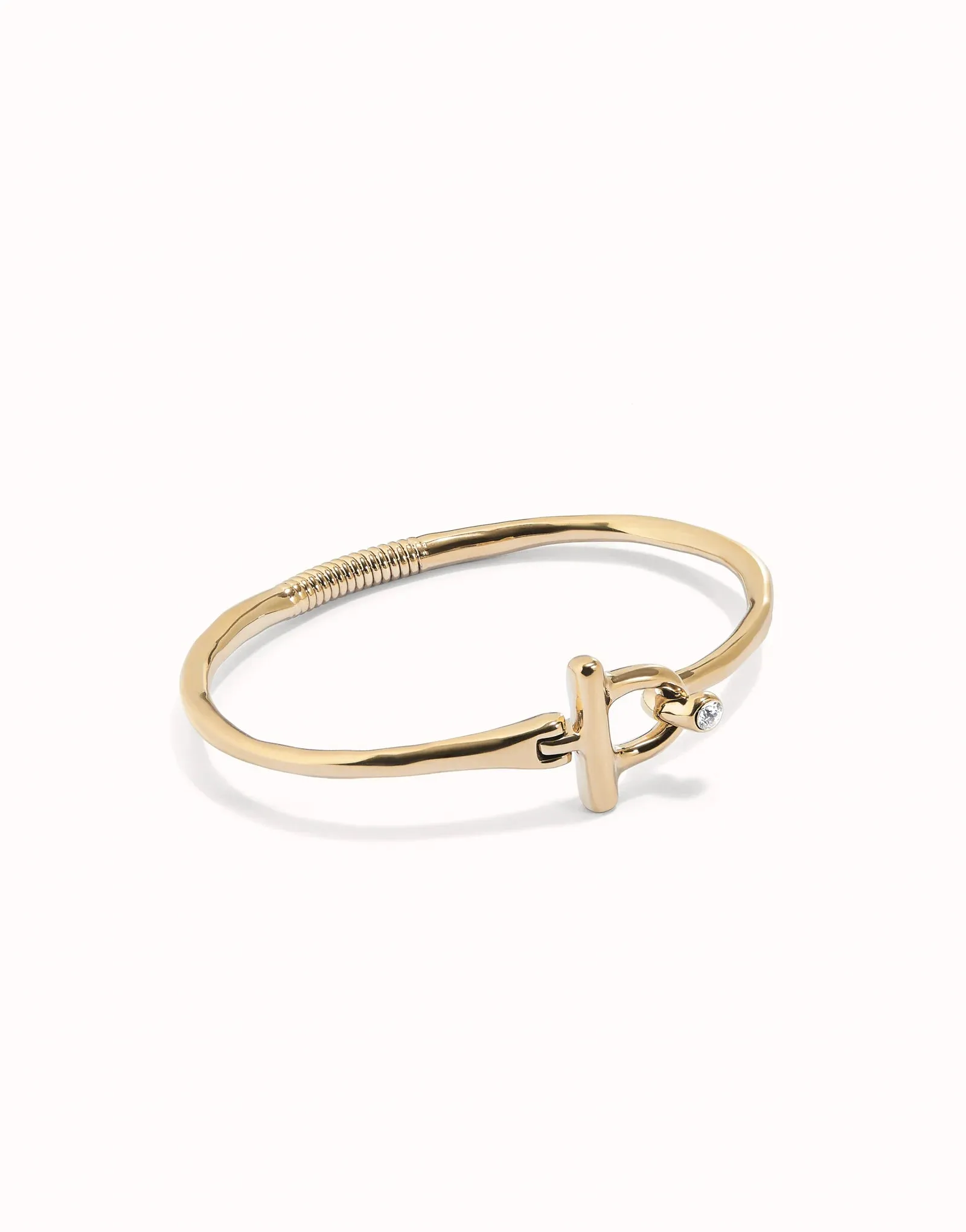 UNOde50 18K Gold-plated Bracelet with Front Clasp and White Topaz