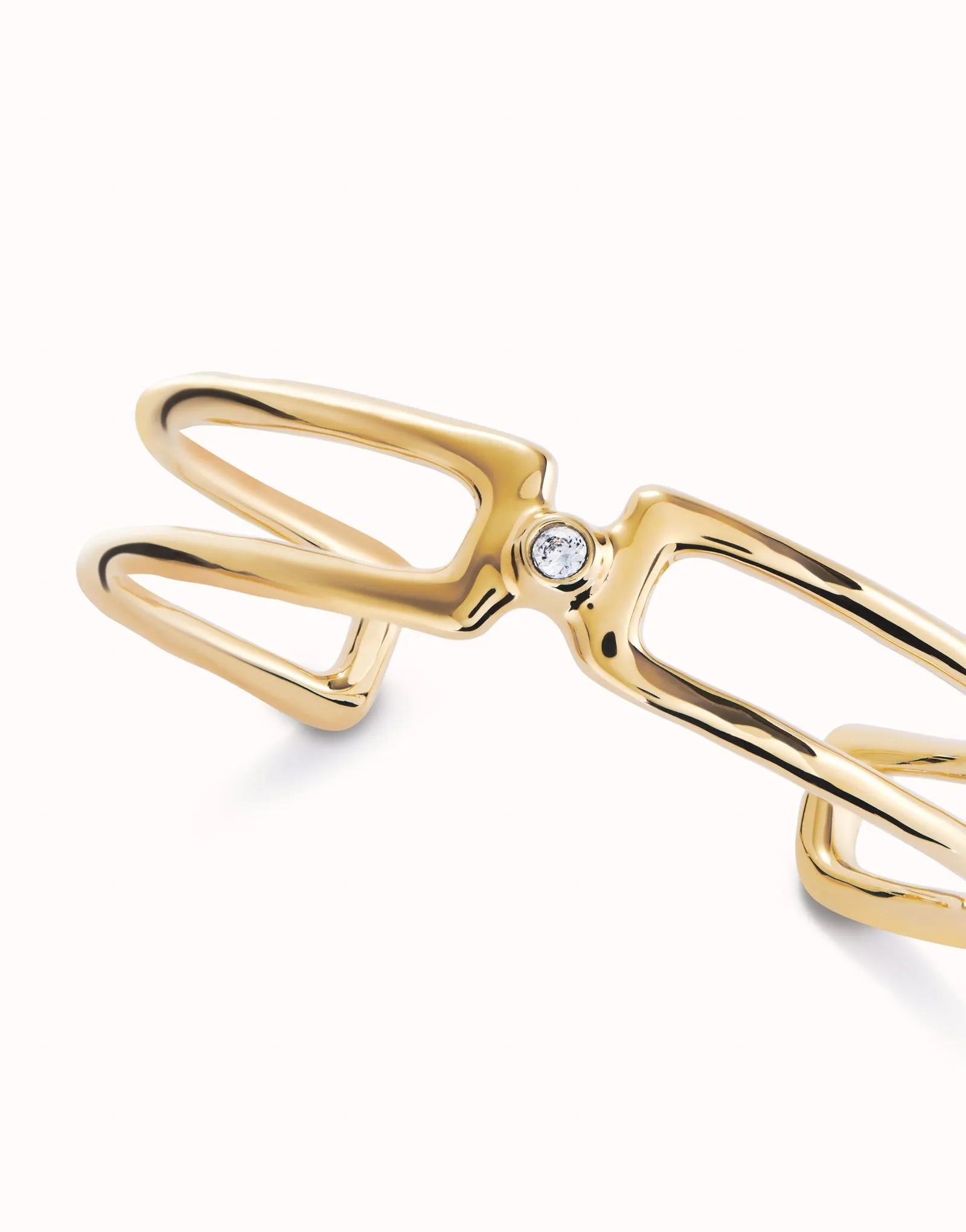 UNOde50 Double 18K gold-plated Bracelet with White Topaz