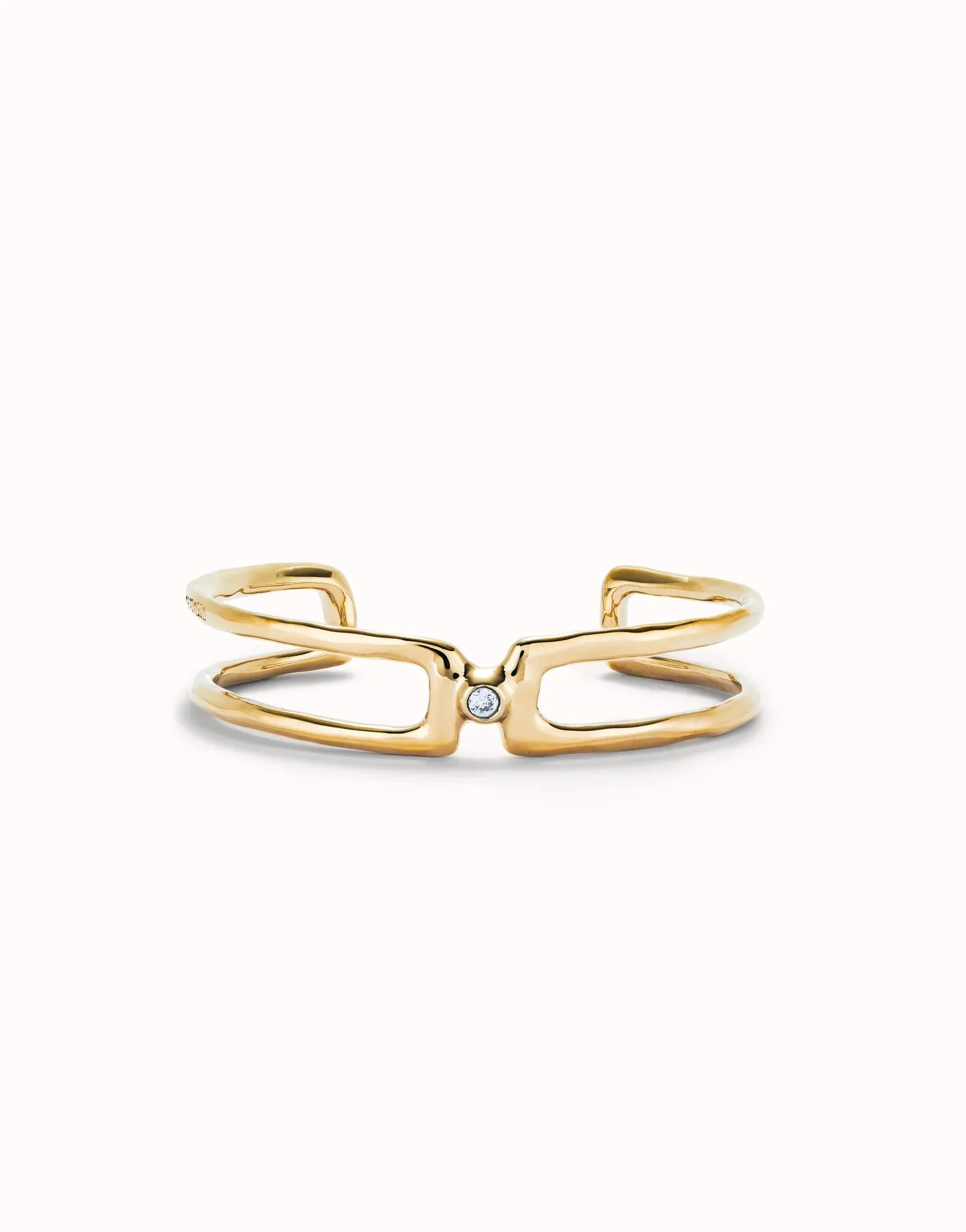 UNOde50 Double 18K gold-plated Bracelet with White Topaz