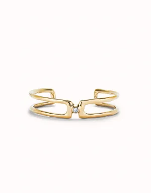 UNOde50 Double 18K gold-plated Bracelet with White Topaz