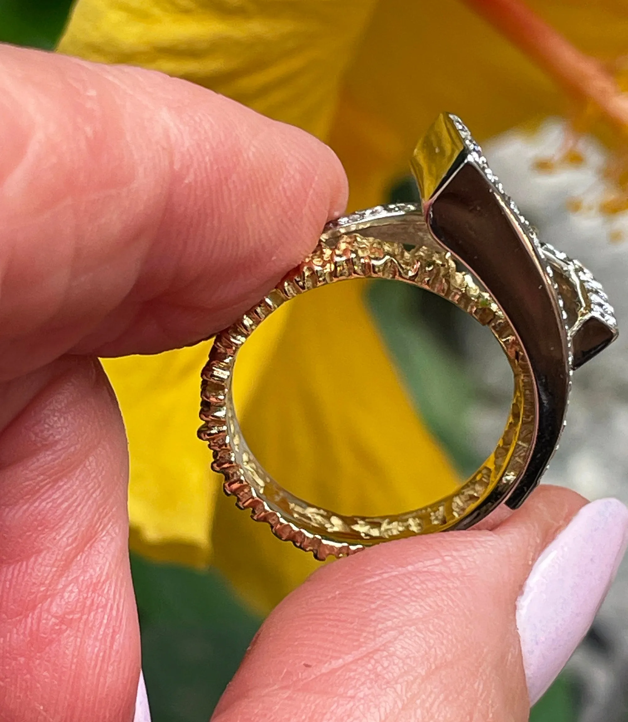 Vintage 18K Yellow Gold 0.80ct Diamond Nugget Free Form Ring; Diamond Dinner Ring; Diamond Sculptural Geometric Architectural Ring