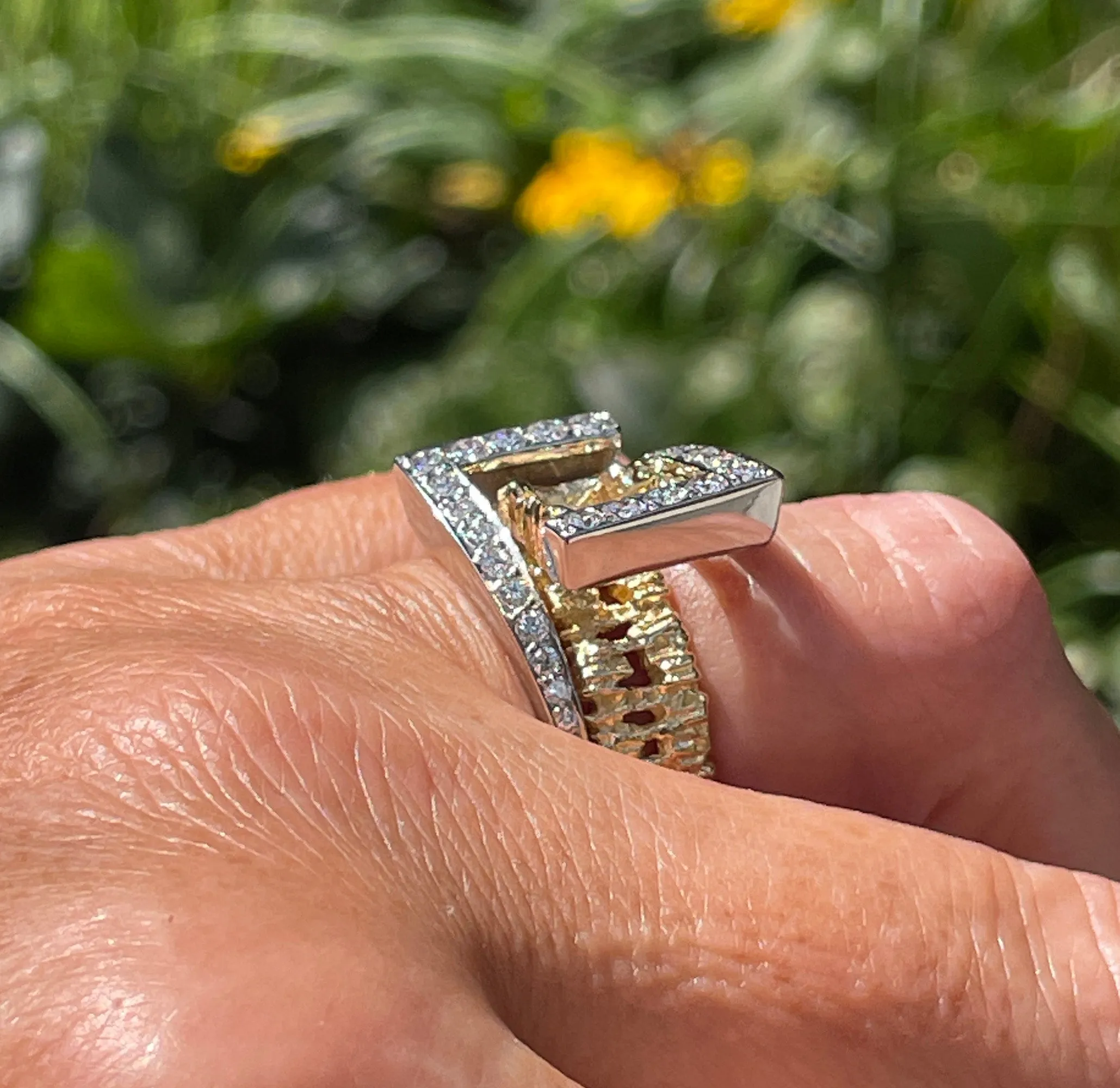Vintage 18K Yellow Gold 0.80ct Diamond Nugget Free Form Ring; Diamond Dinner Ring; Diamond Sculptural Geometric Architectural Ring