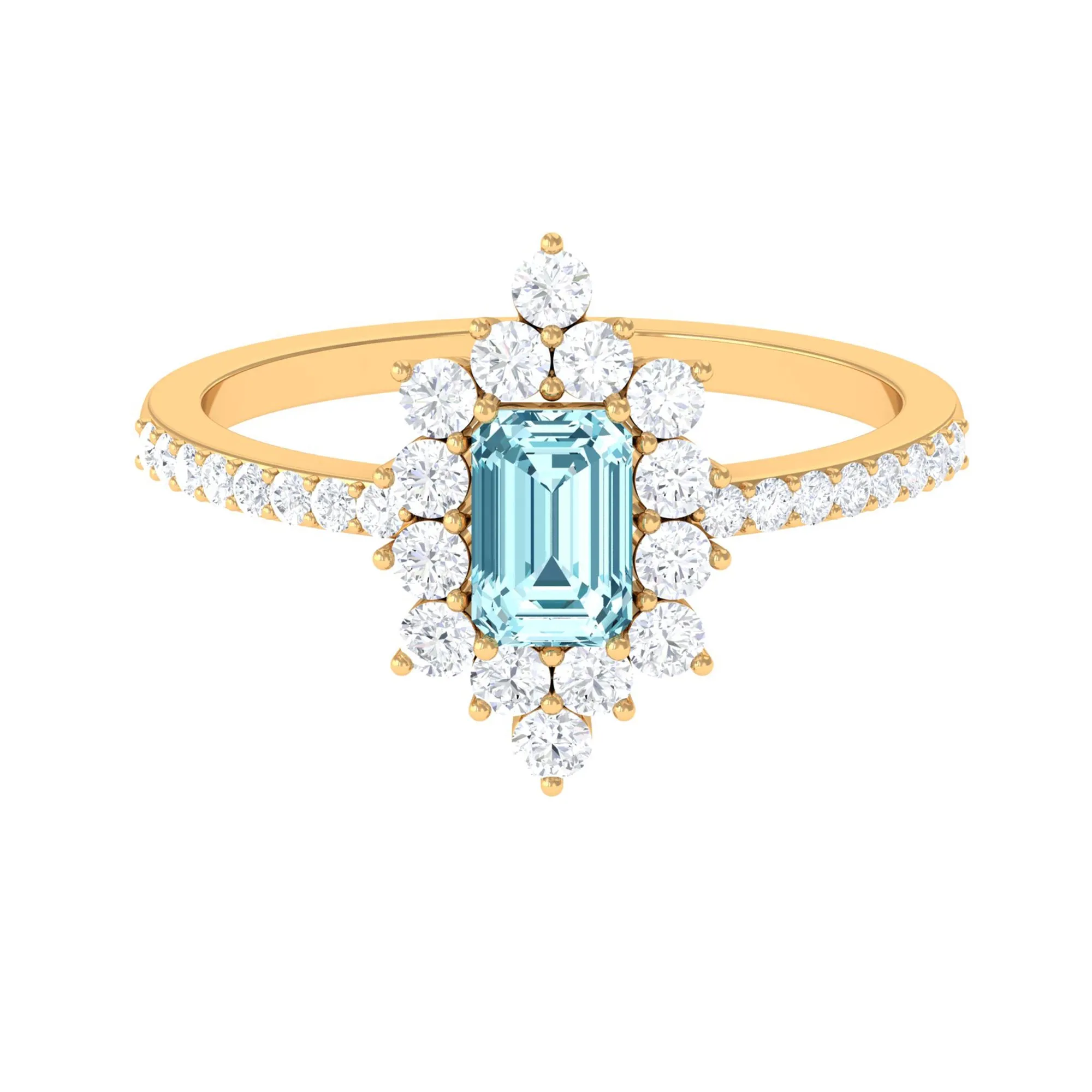 Vintage Aquamarine and Diamond Halo Engagement Ring