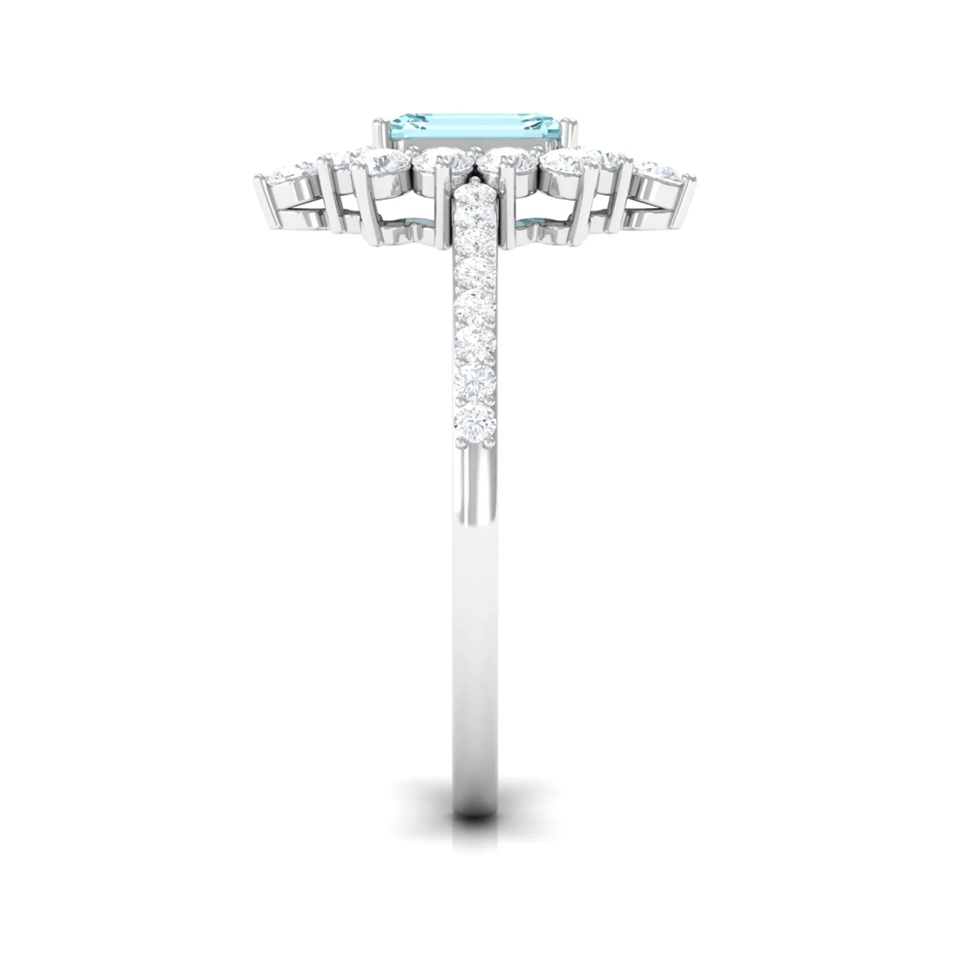 Vintage Aquamarine and Diamond Halo Engagement Ring
