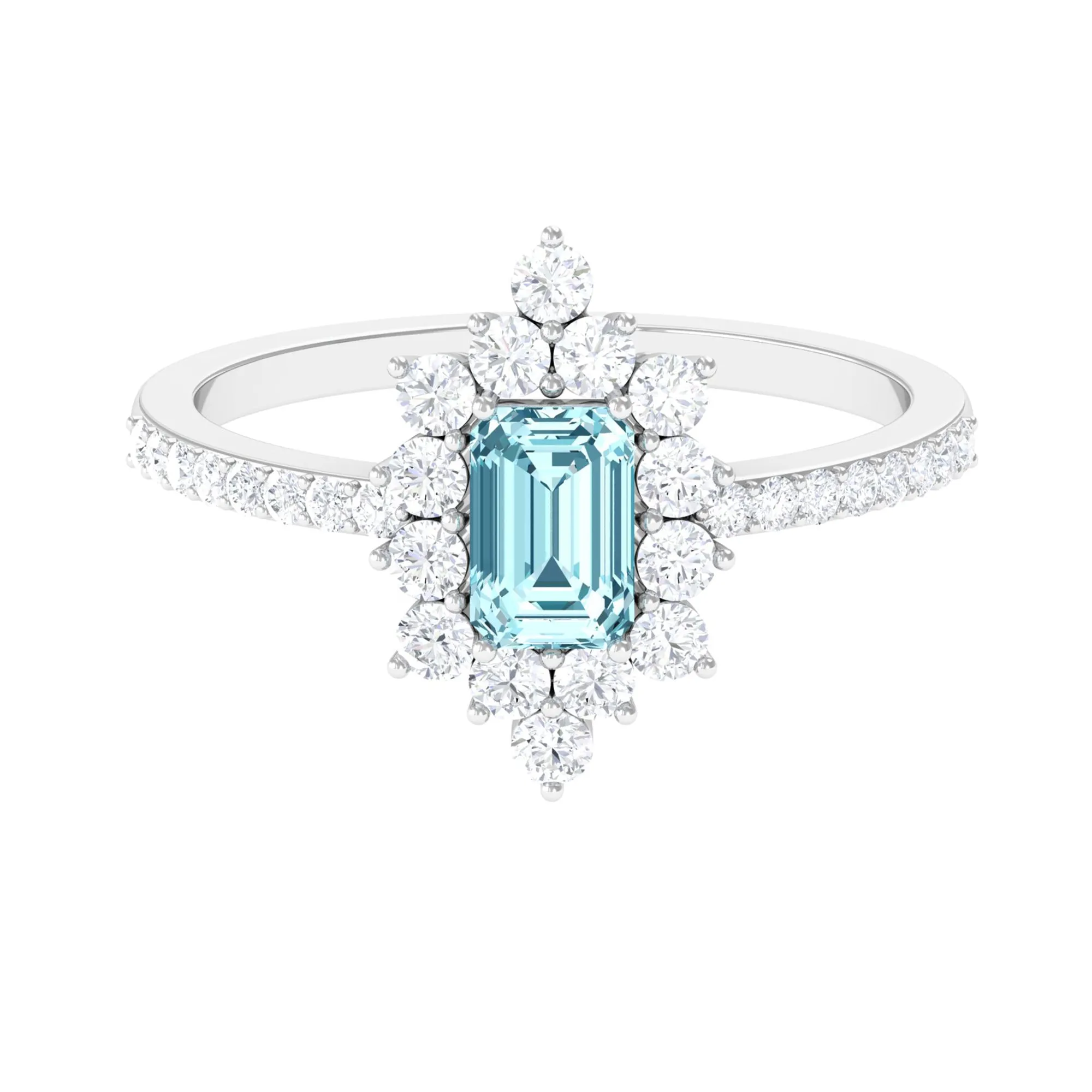 Vintage Aquamarine and Diamond Halo Engagement Ring