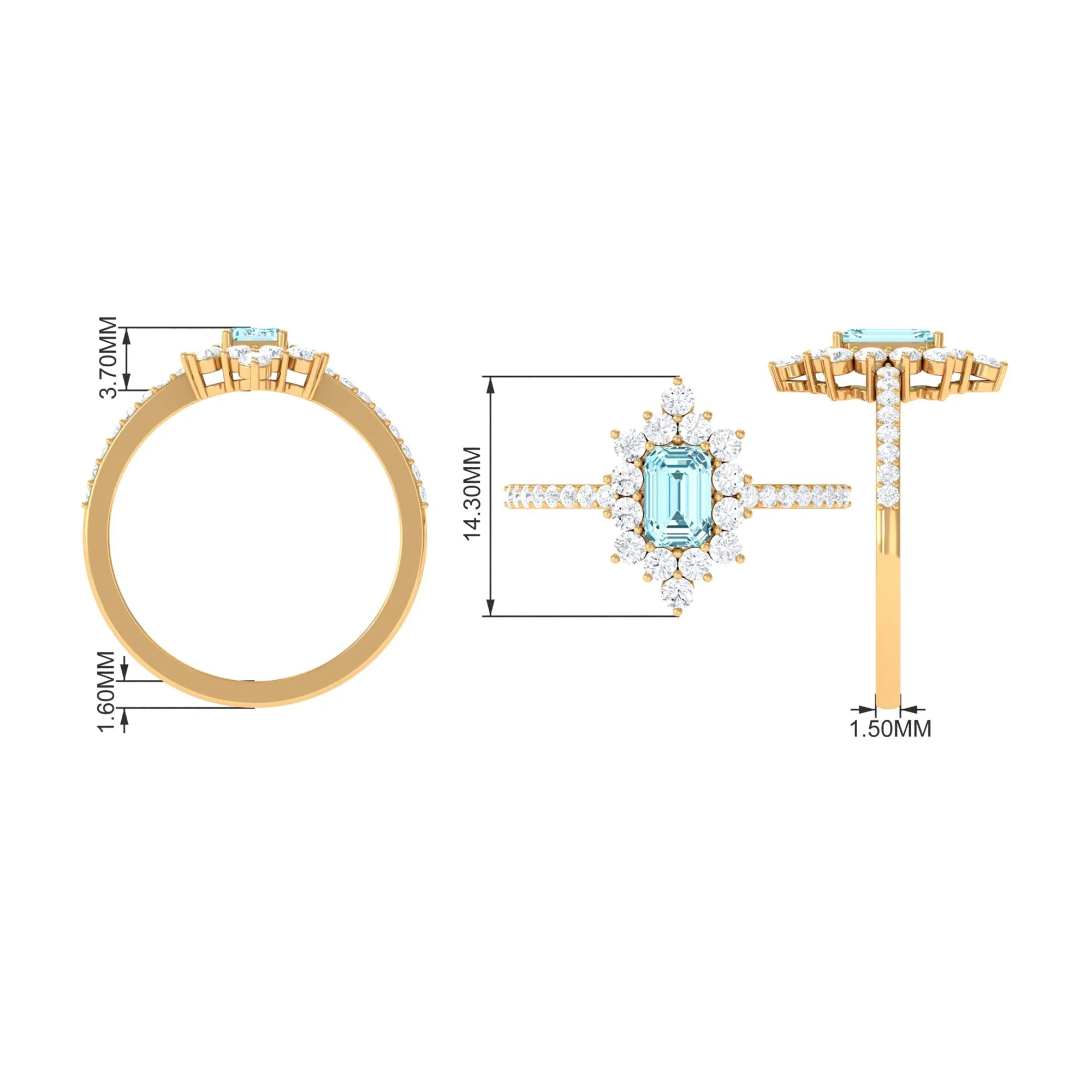 Vintage Aquamarine and Diamond Halo Engagement Ring