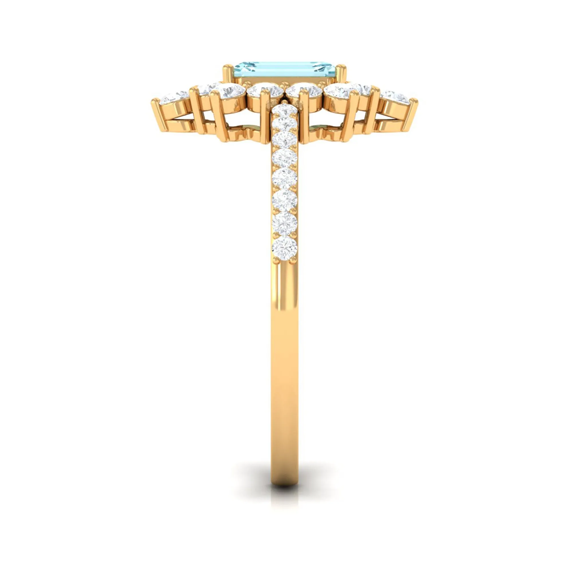 Vintage Aquamarine and Diamond Halo Engagement Ring