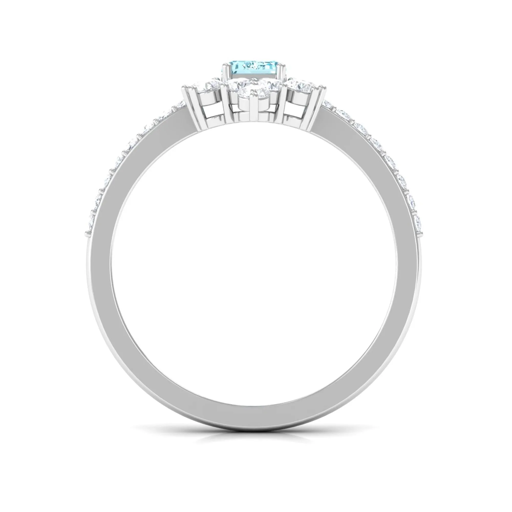 Vintage Aquamarine and Diamond Halo Engagement Ring