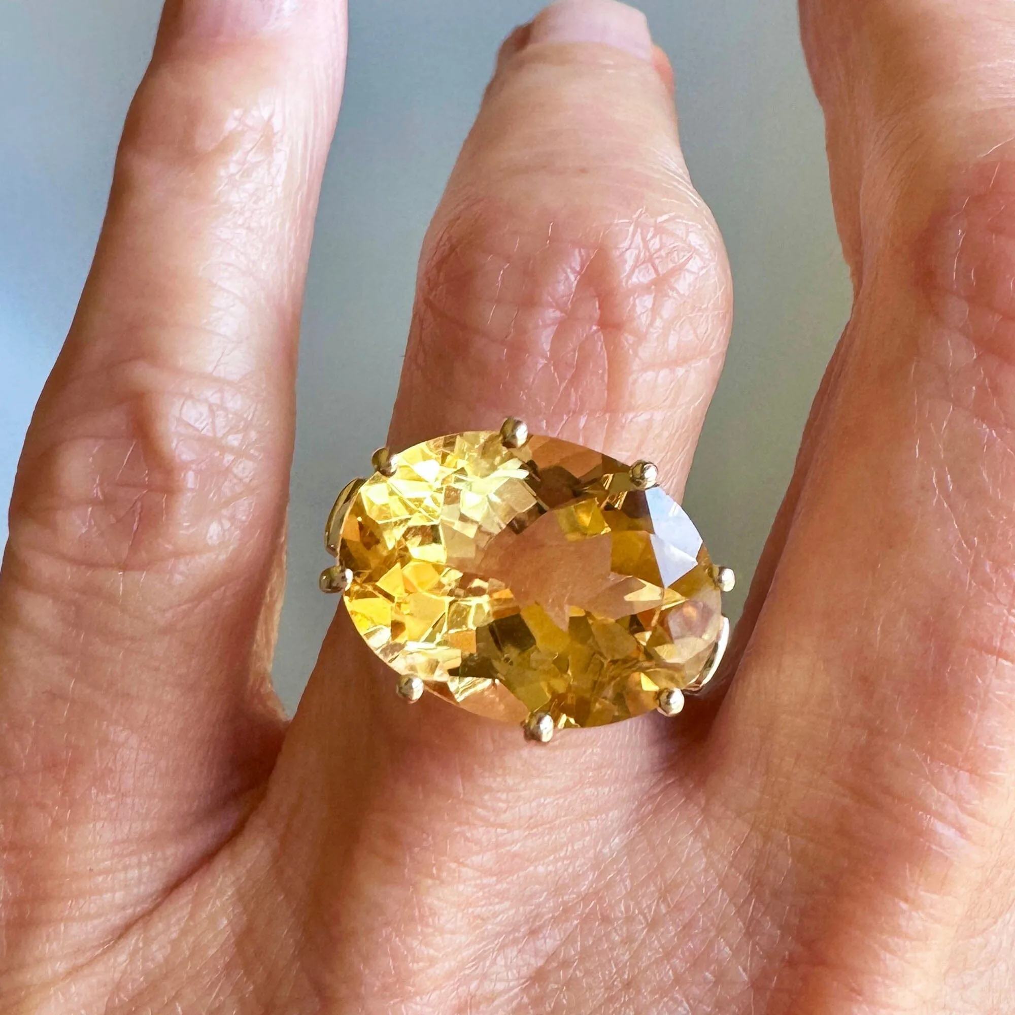 Vintage East West 9CTW Gold Citrine Cocktail Ring