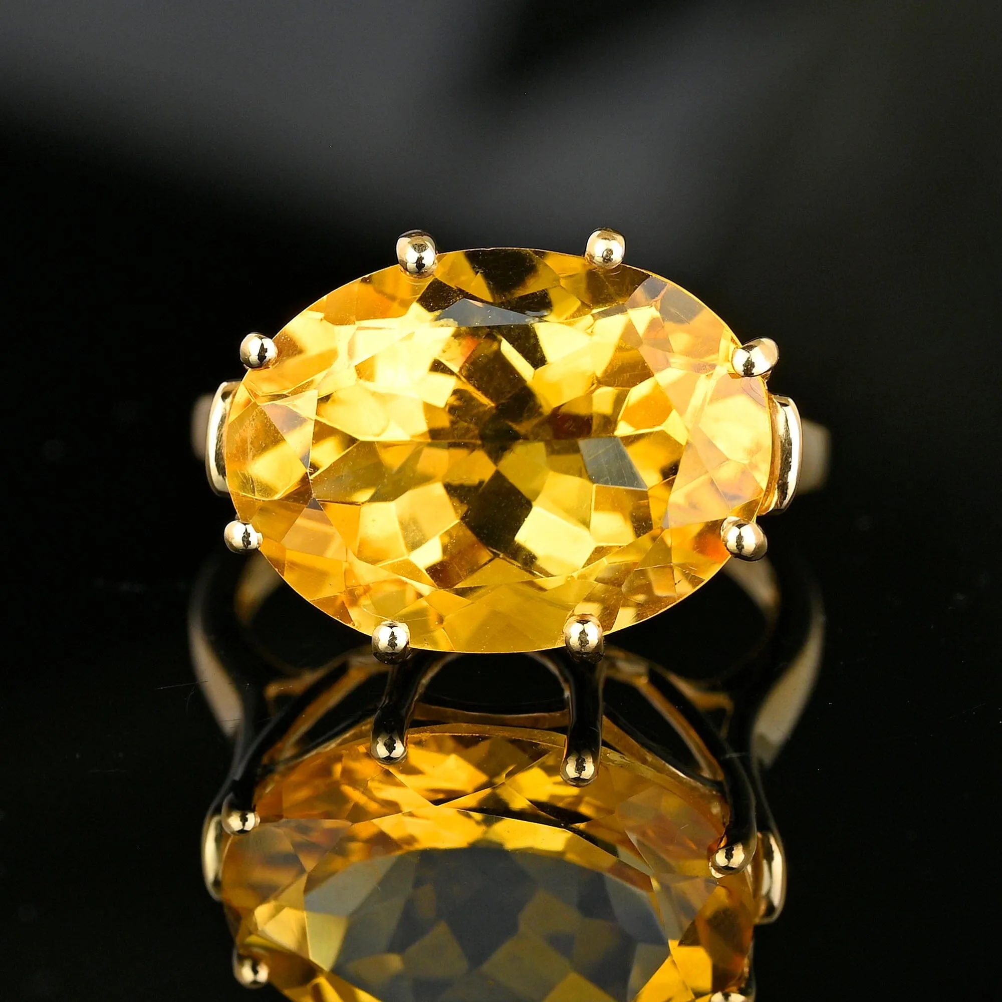 Vintage East West 9CTW Gold Citrine Cocktail Ring