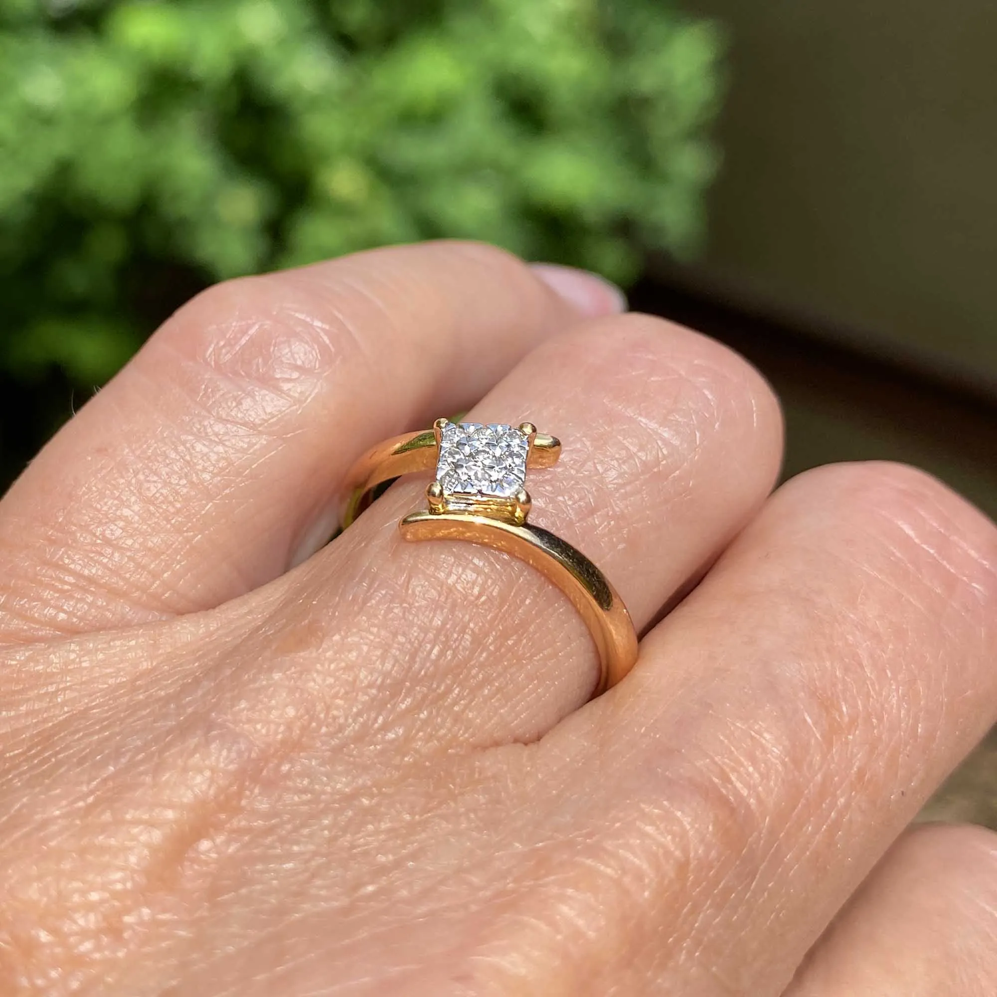 Vintage English Gold Diamond Bypass Ring
