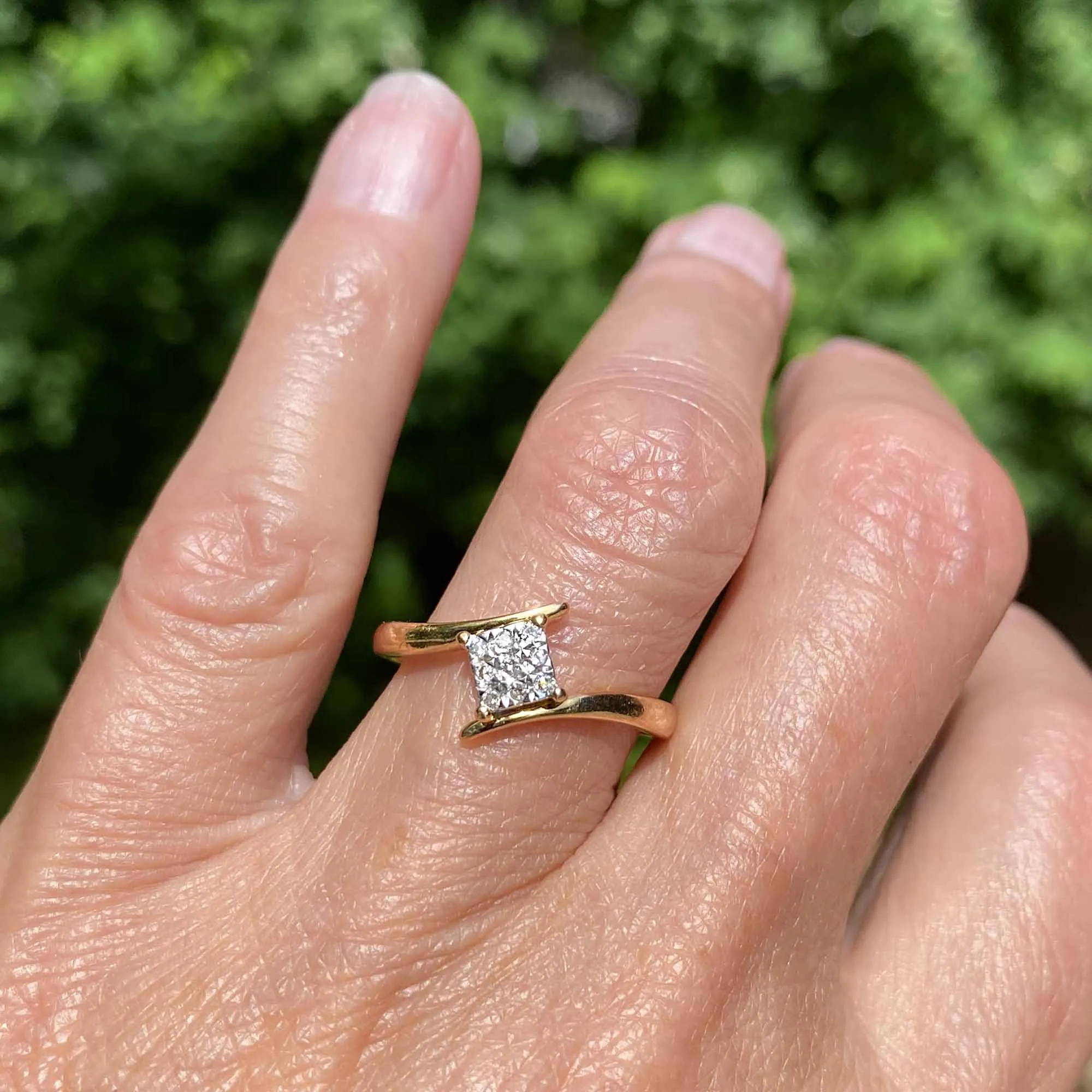 Vintage English Gold Diamond Bypass Ring