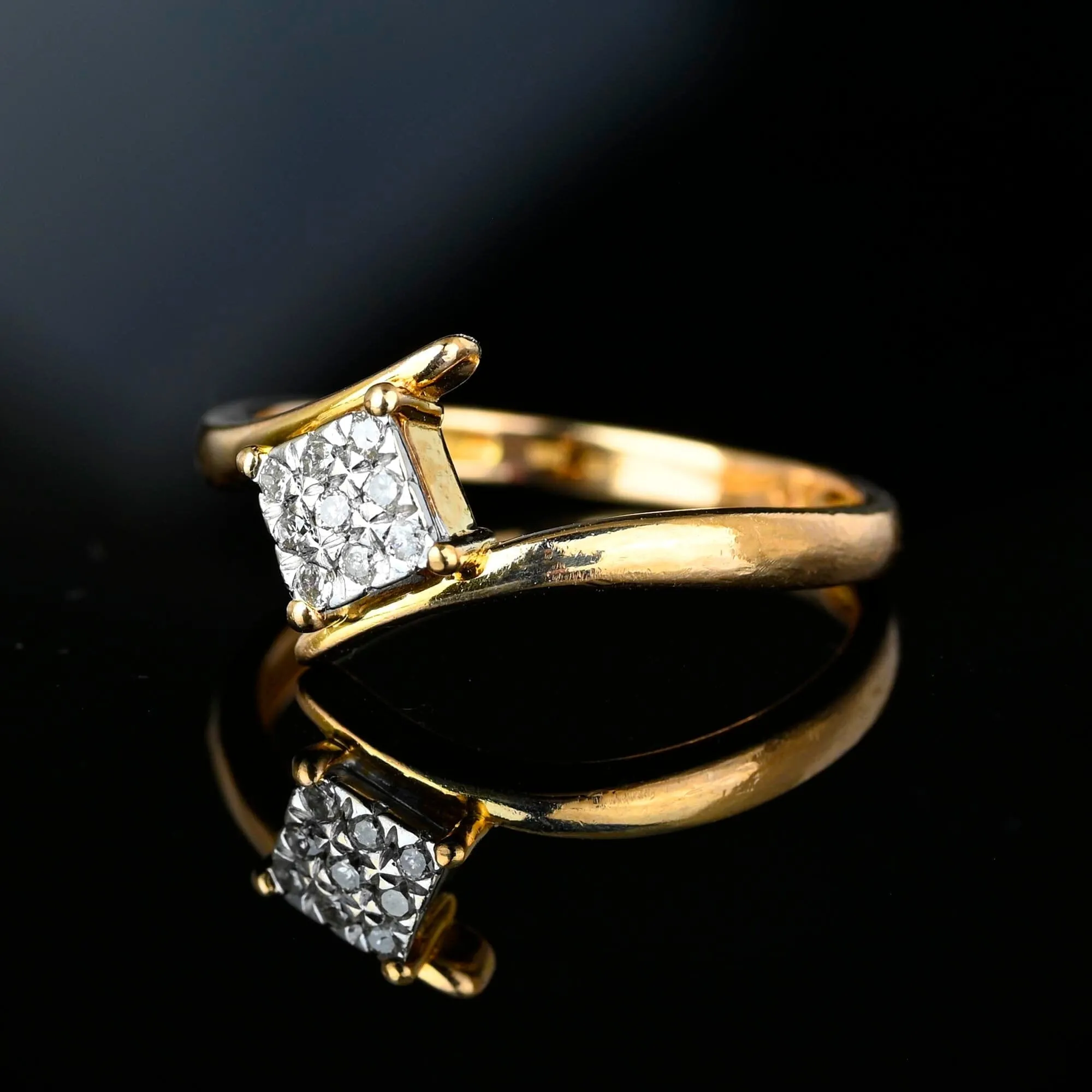 Vintage English Gold Diamond Bypass Ring