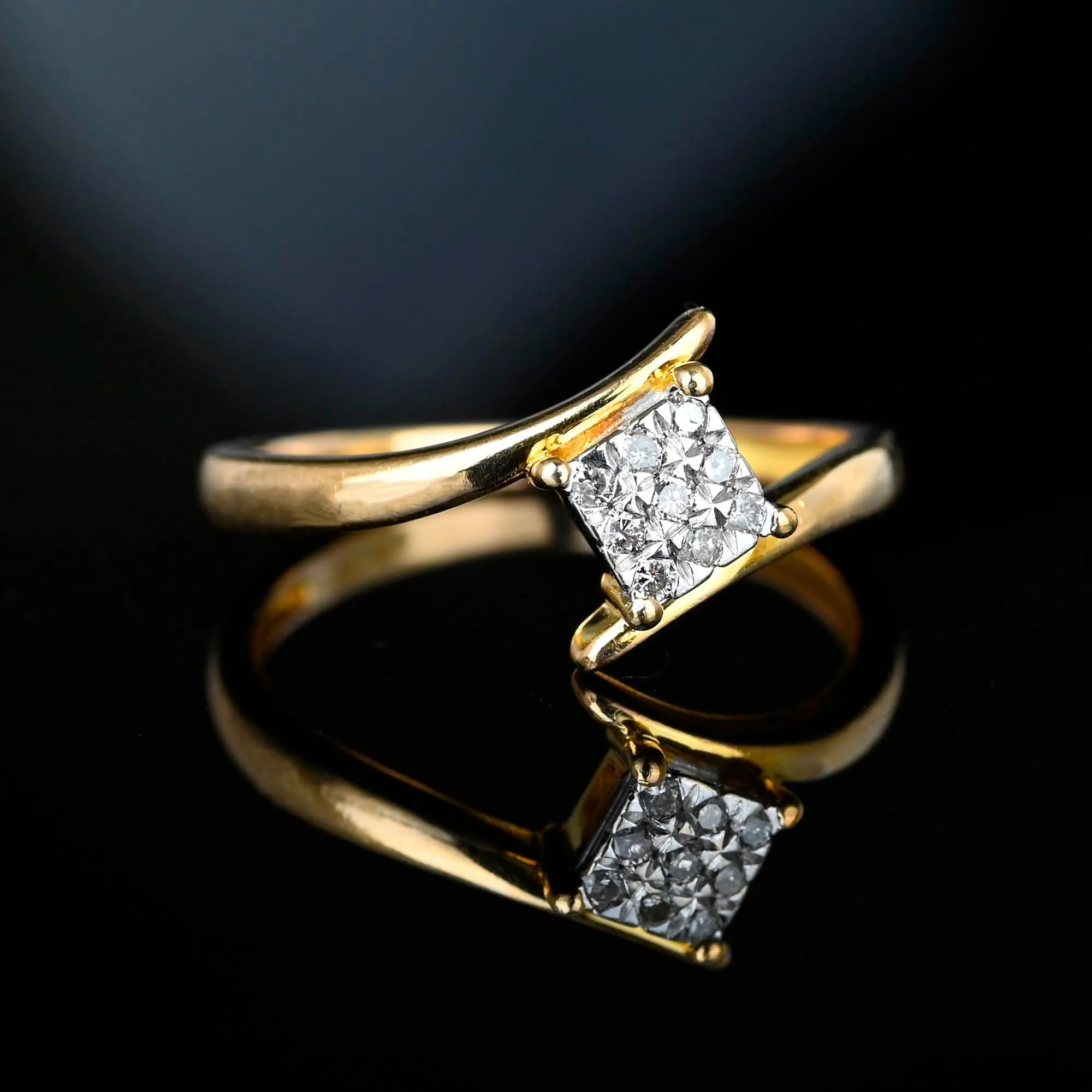 Vintage English Gold Diamond Bypass Ring