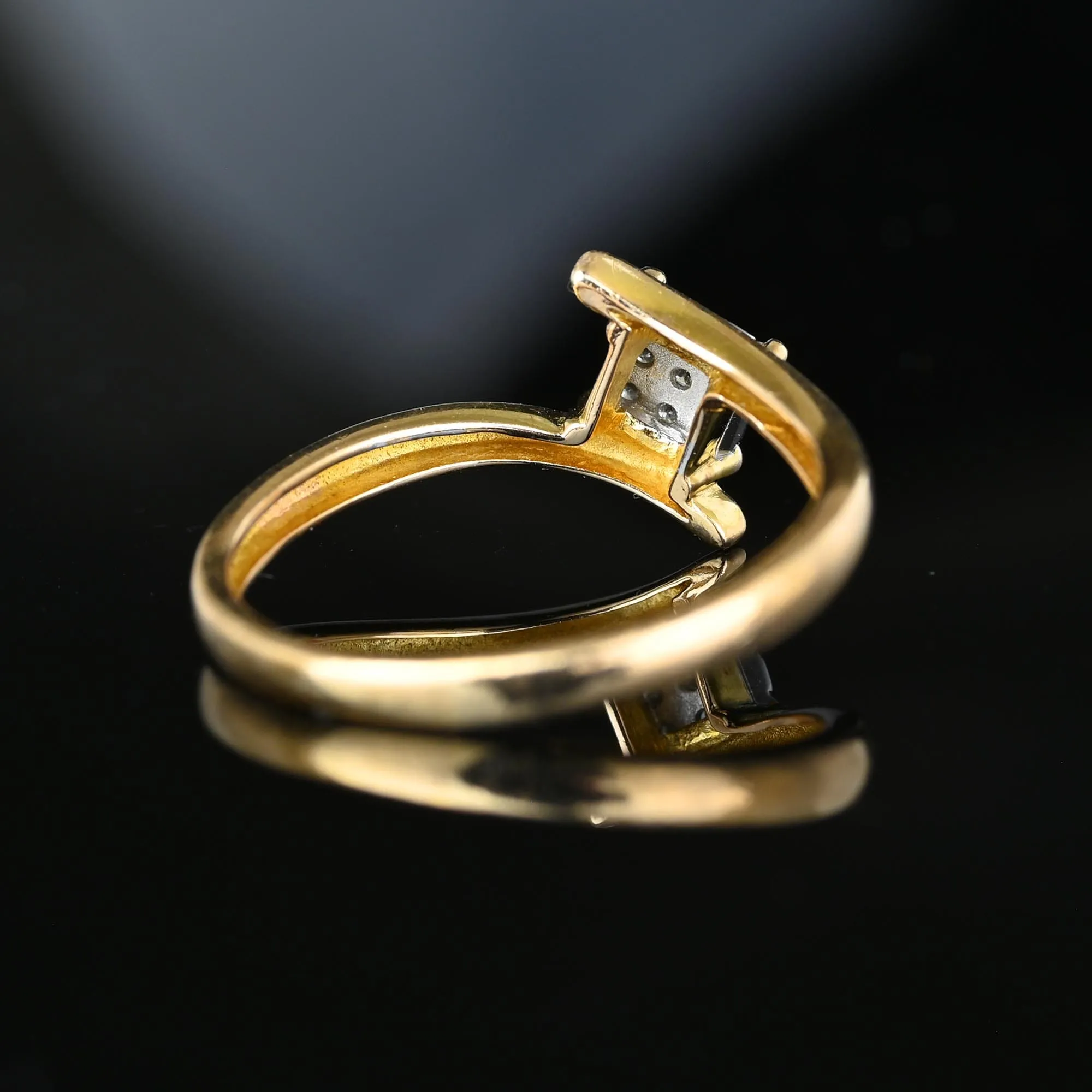 Vintage English Gold Diamond Bypass Ring