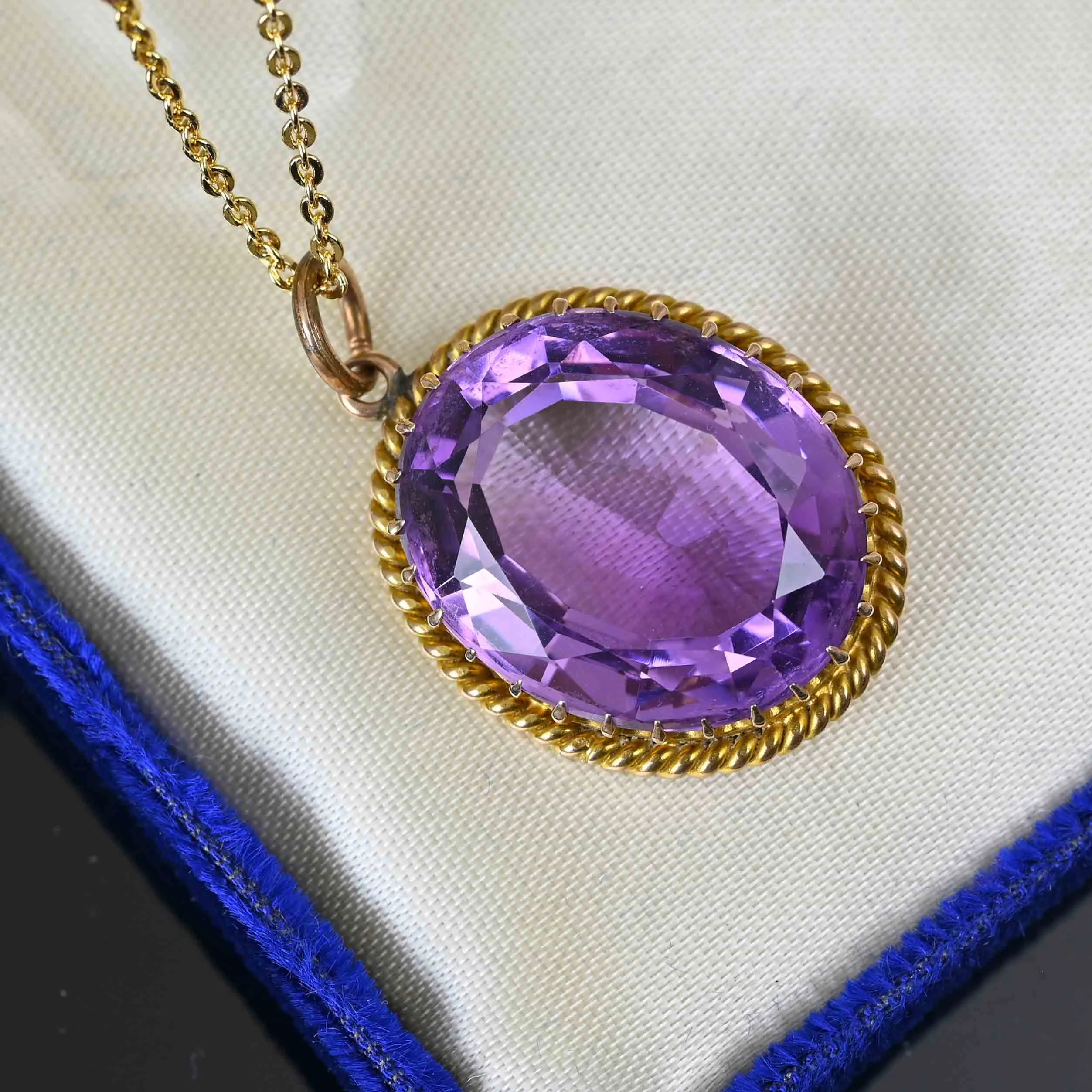 Vintage Large 20 CTW Amethyst Pendant in Gold