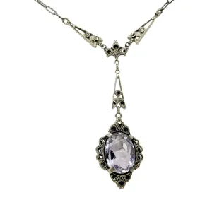 Vintage Sterling silver Amethyst & marcasite necklace