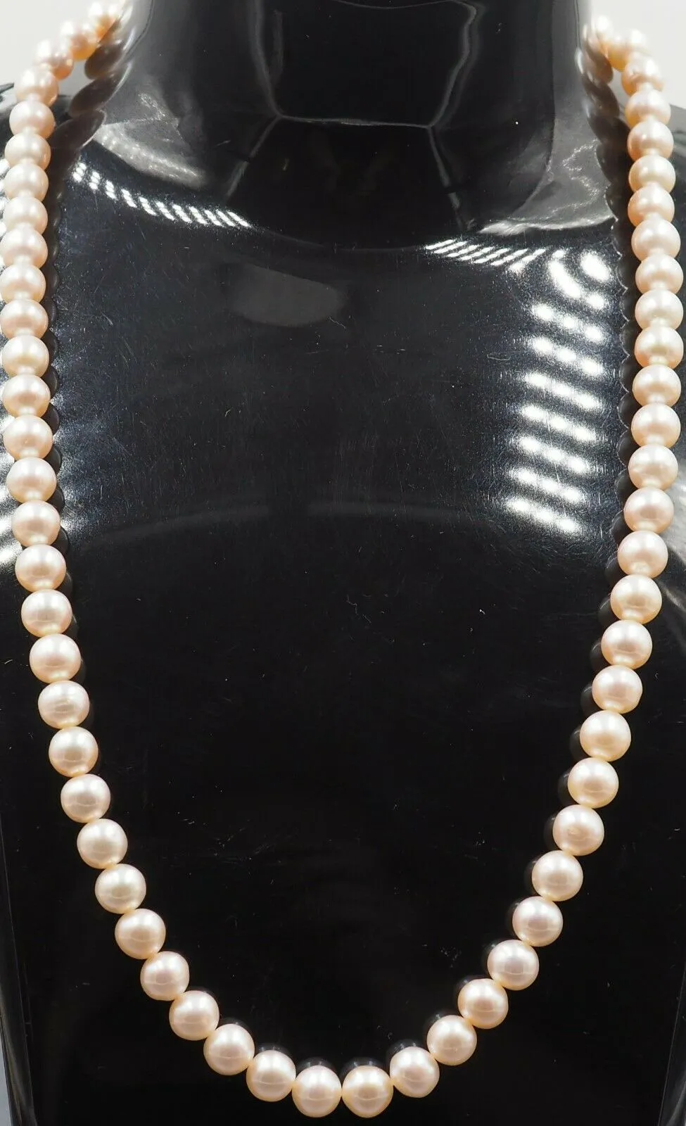 Womens Necklace Freshwater Pearl Cultured Dyed Pink Semi Button Knotted Vintage