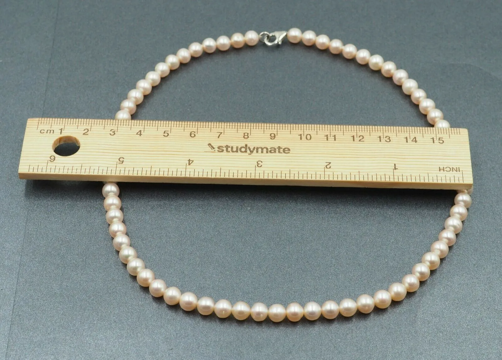 Womens Necklace Freshwater Pearl Cultured Dyed Pink Semi Button Knotted Vintage