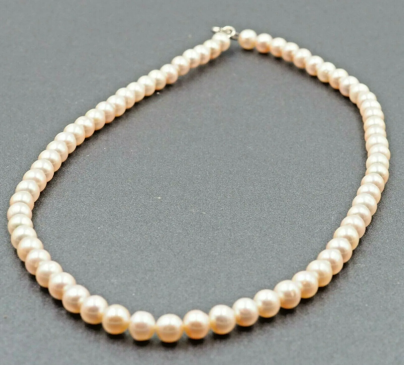 Womens Necklace Freshwater Pearl Cultured Dyed Pink Semi Button Knotted Vintage