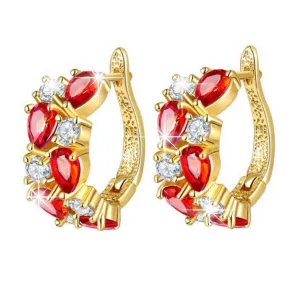 Yellow Chimes Elegant Sparkling Cubic Zircon Crystals Gold Plated Clip on Earrings for Women