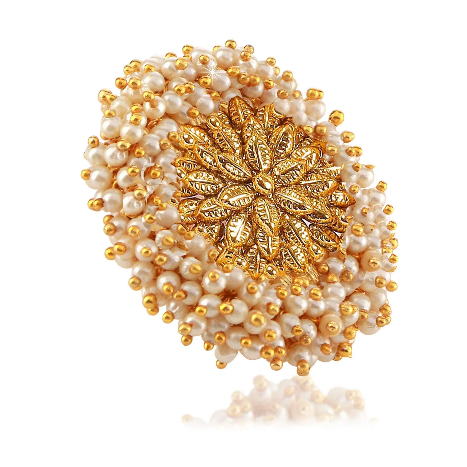 Yellow Chimes Traditional Ethnic Moti Bandhani Handwork Gold Plated Cocktail Wedding Rings for Women & Girls