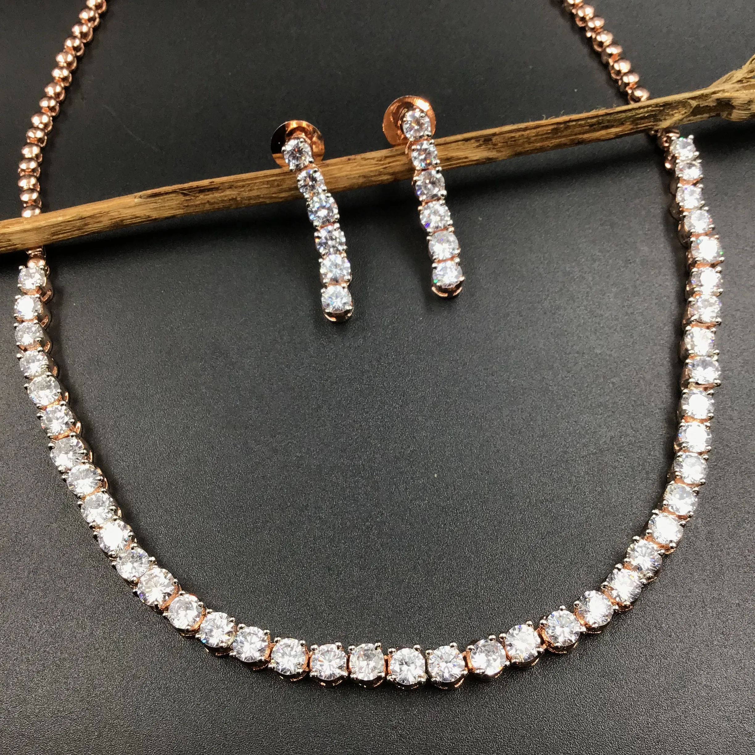 Zircon/AD Necklace Set 16915-4063